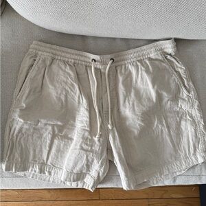 Marine Layer Men's Athletic Drawstring Shorts in Light Beige
